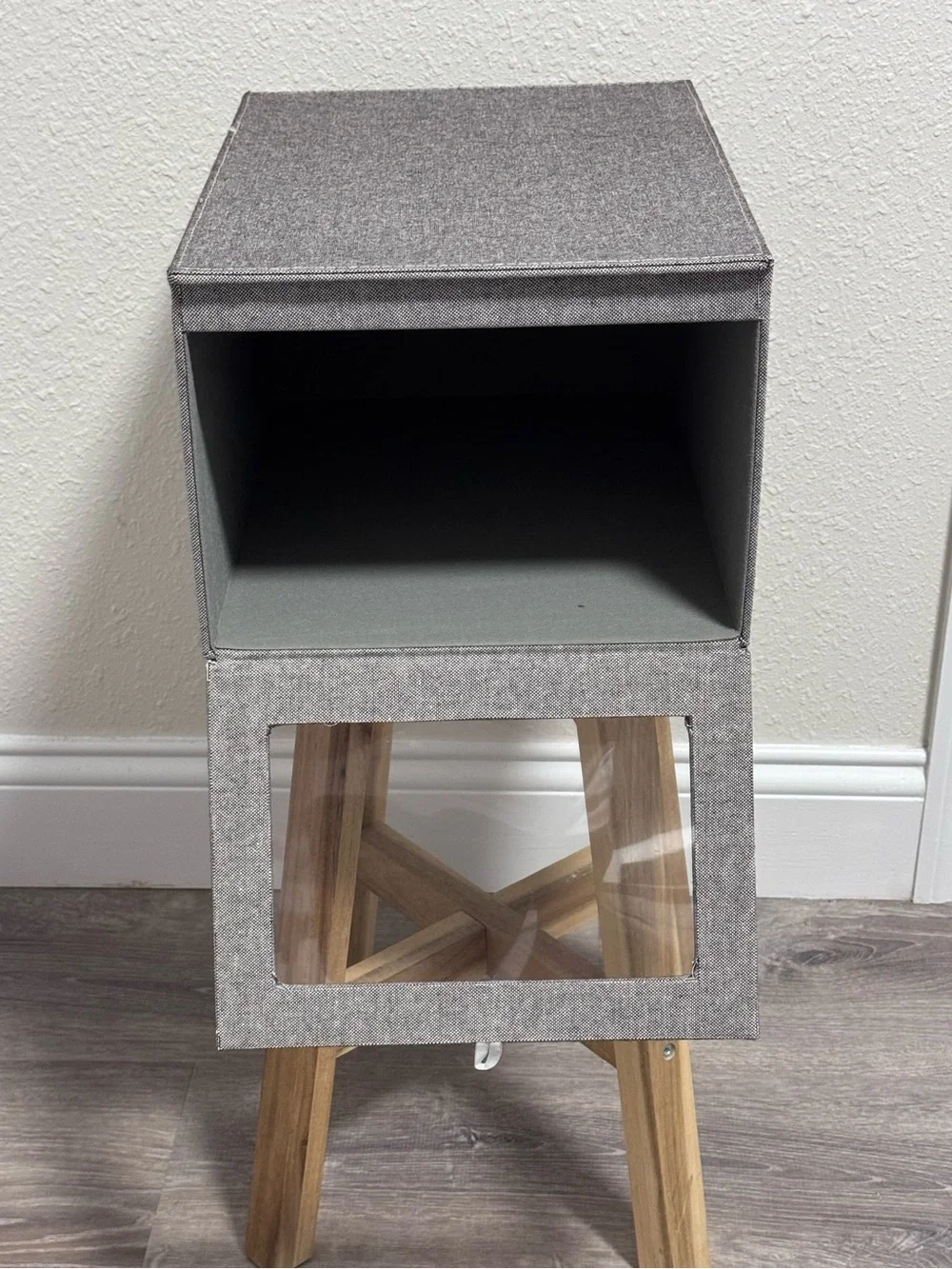 The Container Store Cambridge Drop-Front Shirt Box Grey Linen Like New